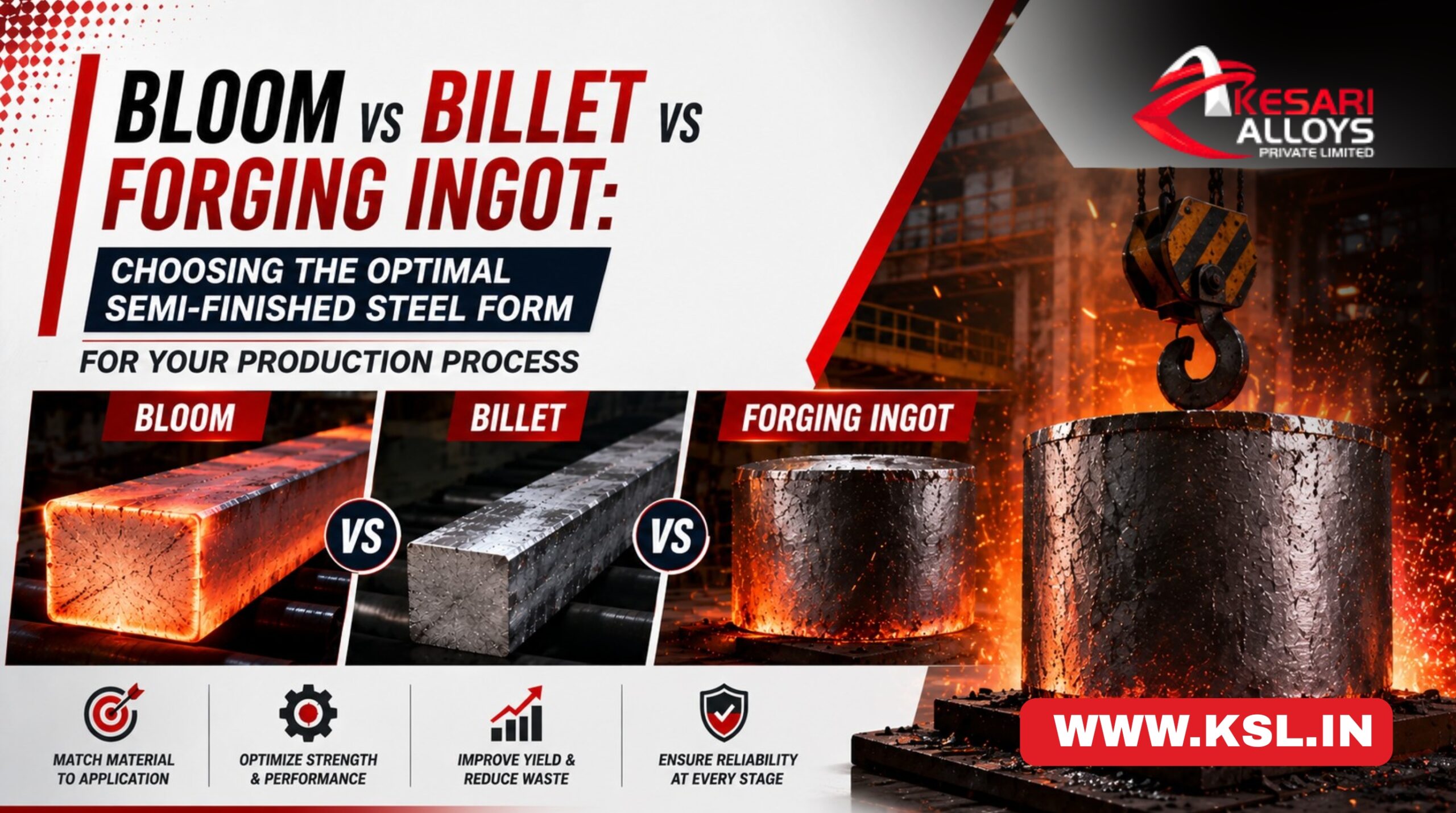 Bloom vs Billet vs Forging Ingot: Choosing the Optimal Semi-Finished Steel Form for Your Production Process | Kesari Alloys