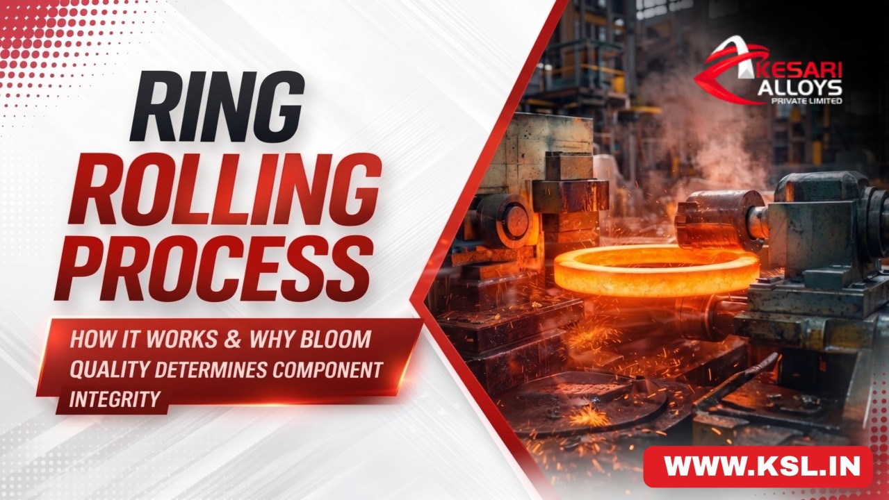 This image explain: Ring Rolling Process- How It Works and Why Bloom Quality Determines Component Integrity | Kesari Alloys