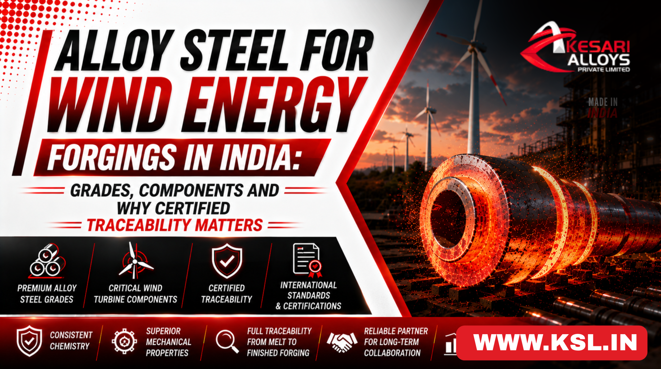 This guide maps the key forged components in a wind turbine to the steel grades commonly specified, and explains why certification and traceability carry extra weight in renewable energy procurement.